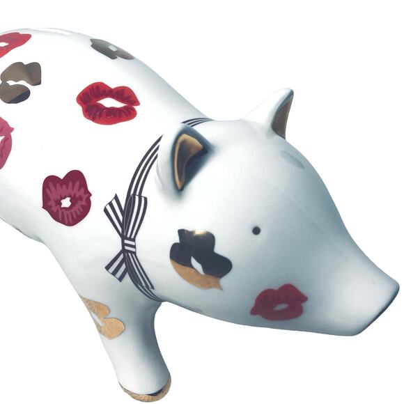 Henri Bendel “Pucker Up” Discontinued Lipstick Kisses Porcelain Piggy Bank - Picture 7 of 12